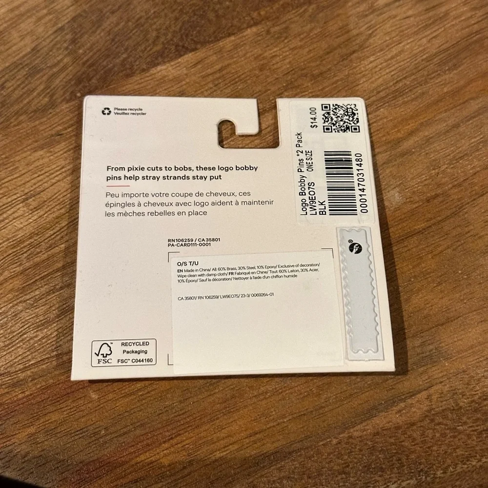 LULULEMON women’s Logo Bobby Pins 2 Pack